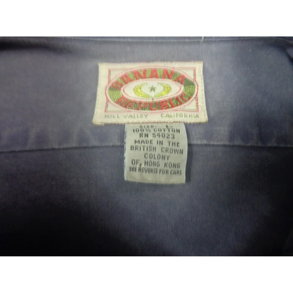 Vintage Banana Republic Shirt Mens Large Blue Chambray Workwear Hong Kong 90s